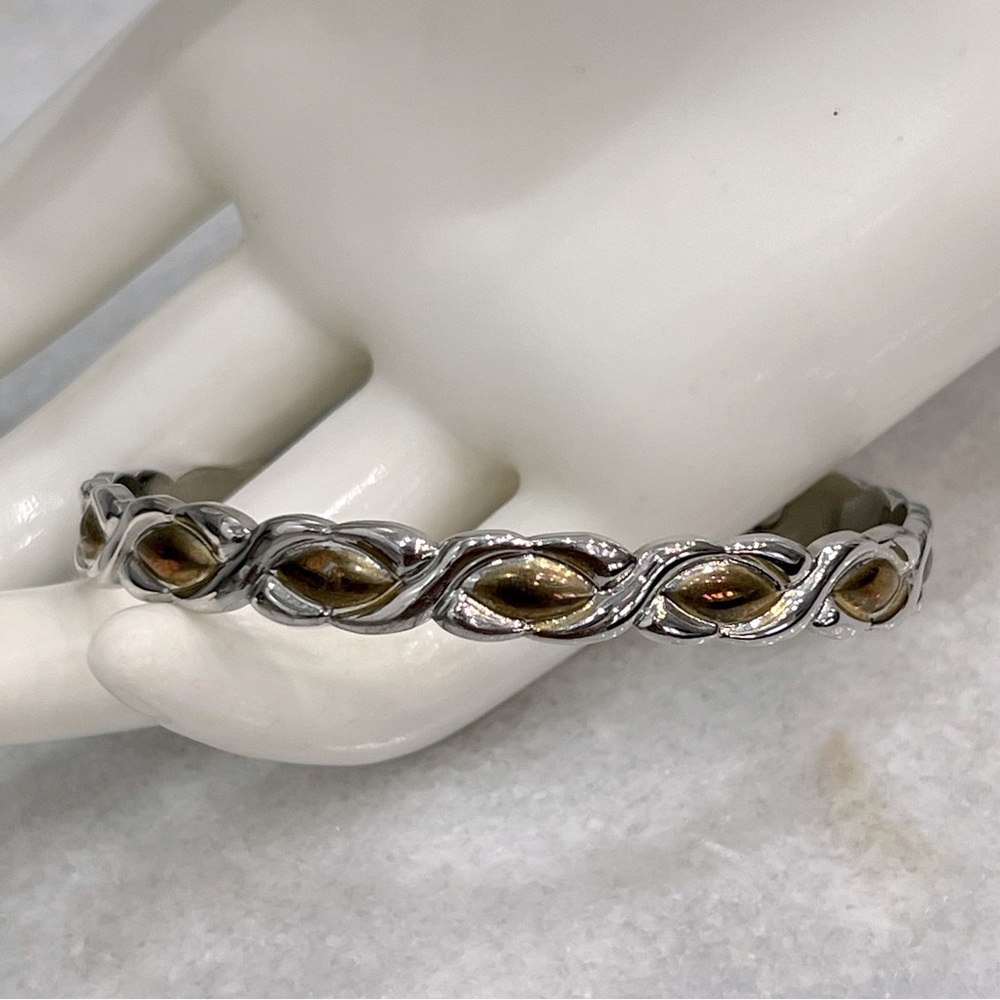 Magnetic Jewelry Braided Dualtone Cuff 7.5” Bracelet